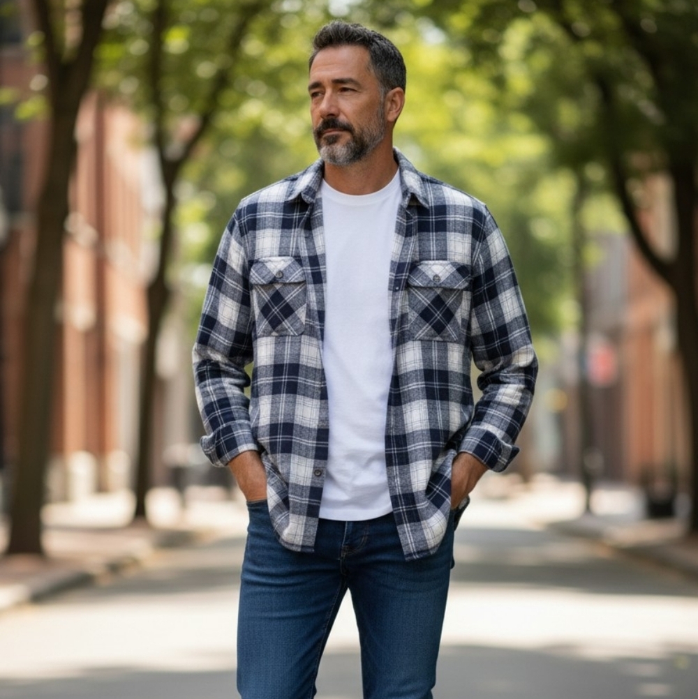 Oak Hill Men's Plaid Casual Button Down Shirt